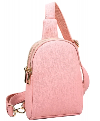 Fashion Multi Zip Sling Bag ND126 PINK
